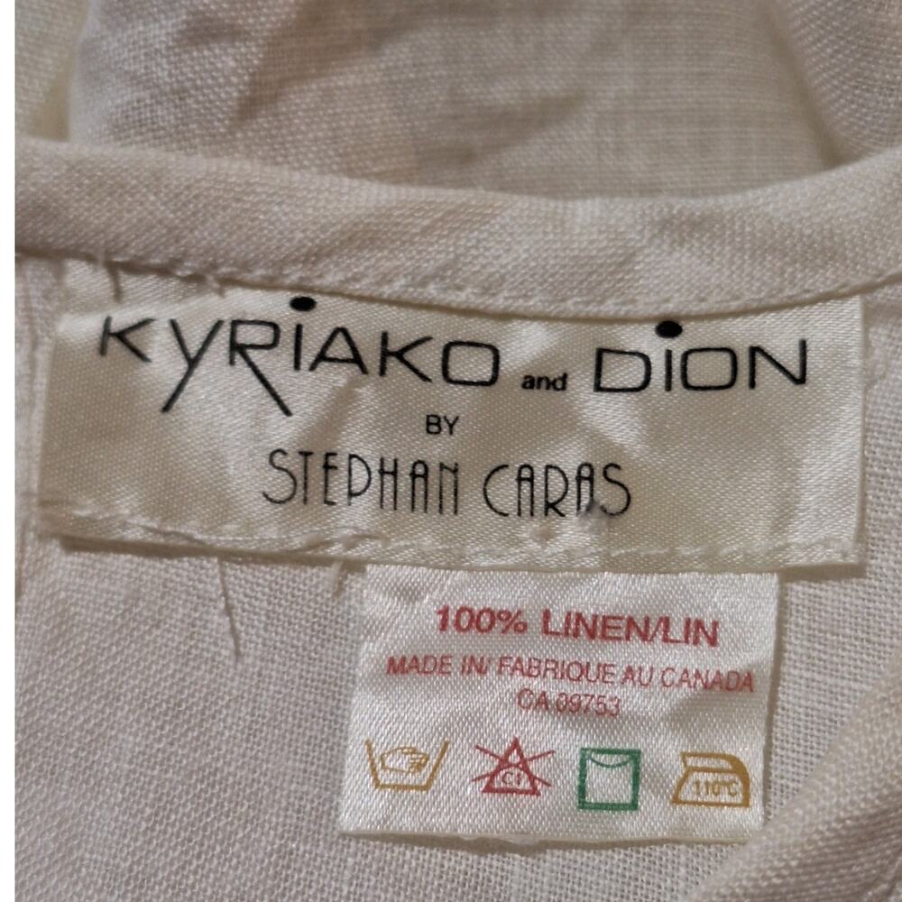 Kyriako and Dion by Stephan Caras Linen Shirt Women's Medium Cream Minimalist - Picture 2 of 5